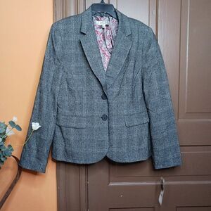 Kasper Women's 12 Petite Grey Plaid Blazer Jacket